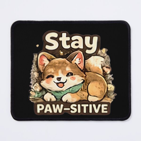 Item preview, Stay Paw-sitive Funny Cute Dog Pun Motivational Shiba Inu designed and sold by Hobby-up.