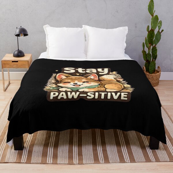Item preview, Stay Paw-sitive Funny Cute Dog Pun Motivational Shiba Inu designed and sold by Hobby-up.