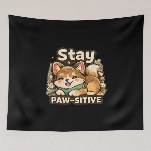 Item preview, Stay Paw-sitive Funny Cute Dog Pun Motivational Shiba Inu designed and sold by Hobby-up.