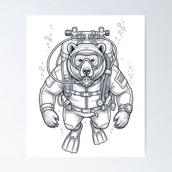 Item preview, Bear Scuba Diving Diver Animal Lover designed and sold by TerryConnells.
