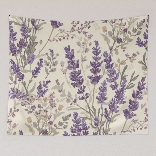 Item preview, Minimal Lavender Sprig Pattern | Delicate Floral on Cream designed and sold by lavanya11.