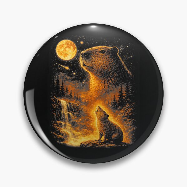 Item preview, Capybara Wolf Moon Waterfall Forest Wildlife Nature Lover designed and sold by AmaXONIC.