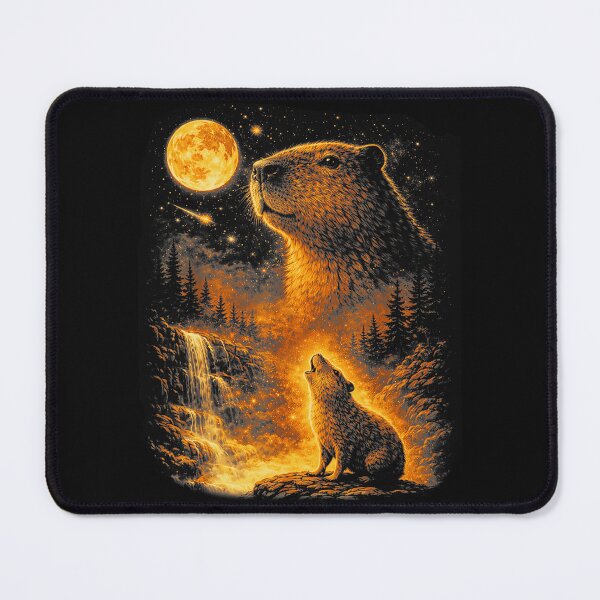 Item preview, Capybara Wolf Moon Waterfall Forest Wildlife Nature Lover designed and sold by AmaXONIC.
