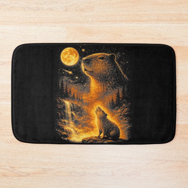 Item preview, Capybara Wolf Moon Waterfall Forest Wildlife Nature Lover designed and sold by AmaXONIC.