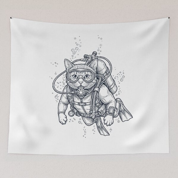 Item preview, Cat Scuba Diving Diver Animal Lover designed and sold by TerryConnells.