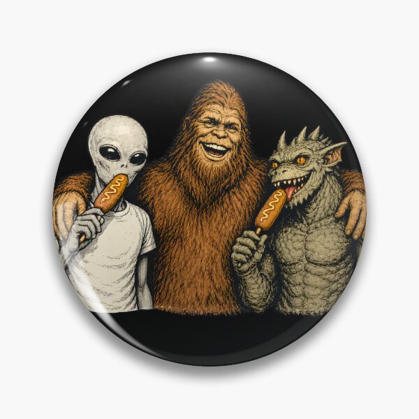 Item preview, Bigfoot, Alien & Chupacabra Corn Dog Club Funny Paranormal Monster Artwork designed and sold by TheTrendsDesk.