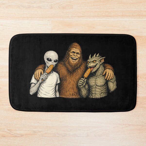 Item preview, Bigfoot, Alien & Chupacabra Corn Dog Club Funny Paranormal Monster Artwork designed and sold by TheTrendsDesk.