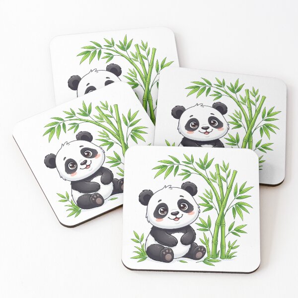 Item preview, Cute Baby Panda with Bamboo – Kawaii Animal Illustration designed and sold by TESHYS.