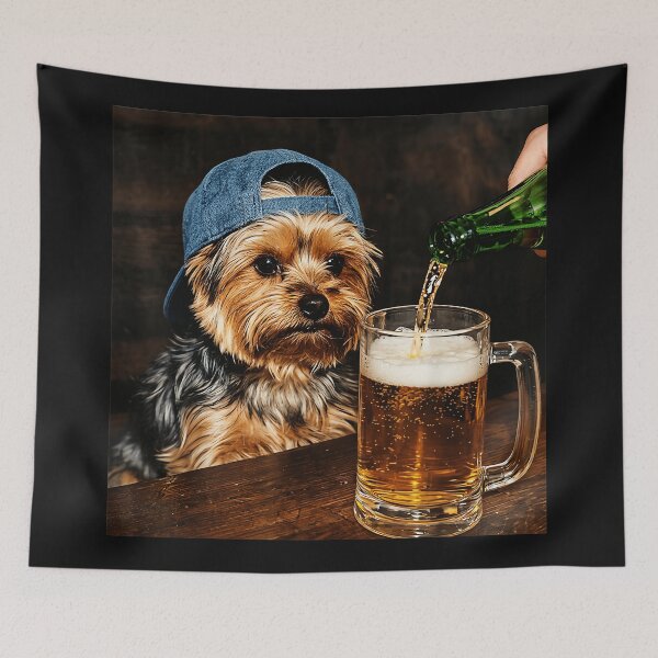 Item preview, Cool Dog Drinking Beer Funny Yorkshire Terrier designed and sold by AmaXONIC.