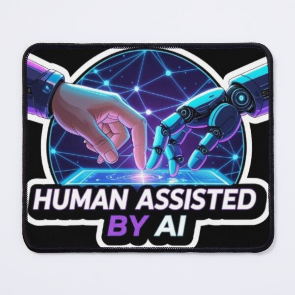Item preview, Human Assisted By AI Sticker for Innovators, Creators and Tech Enthusiasts designed and sold by skillifyme.