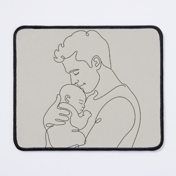 Item preview, Minimalist Monoline Father Embrace Baby Line Art - New Dad Gift designed and sold by Glitchart66.