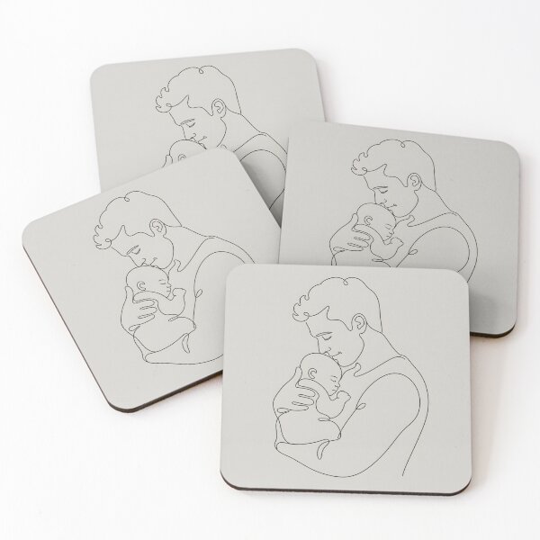 Item preview, Minimalist Monoline Father Embrace Baby Line Art - New Dad Gift designed and sold by Glitchart66.