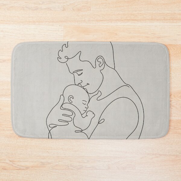 Item preview, Minimalist Monoline Father Embrace Baby Line Art - New Dad Gift designed and sold by Glitchart66.