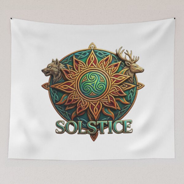 Item preview, Celtic Solstice Triskel Wolf Deer Design | Pagan Celtic Symbol Art designed and sold by Cauldron Crafts.
