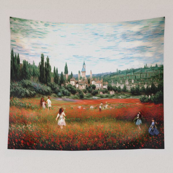 Item preview, Poppy Field near Vétheuil: Impression of Scarlet Blossoms designed and sold by artdesignsnow.