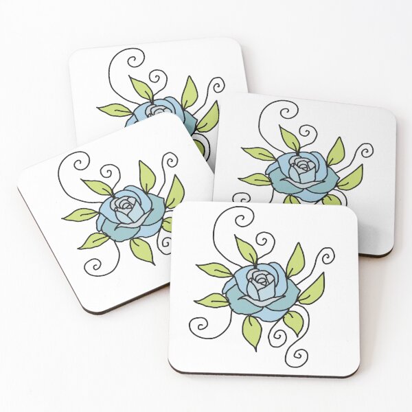 Item preview, Blue Rose Green Leaves And Swirls designed and sold by Ailiida.