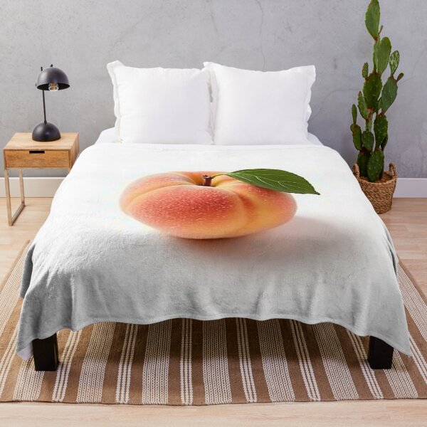 Item preview, Fresh Peach with Leaf – Vibrant Minimalist Fruit Photo designed and sold by profustock.