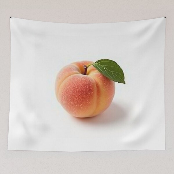 Item preview, Fresh Peach with Leaf – Vibrant Minimalist Fruit Photo designed and sold by profustock.