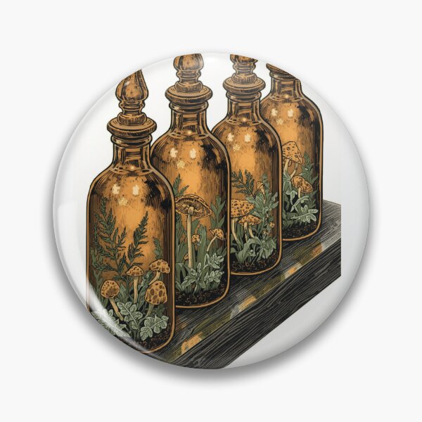 Item preview, Vintage Apothecary Amber Glass Bottles Goblincore designed and sold by MerchVersum.