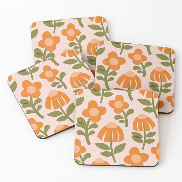 Item preview, Mid Century Mod Flowers in Vintage Orange designed and sold by Perrin Le Feuvre.
