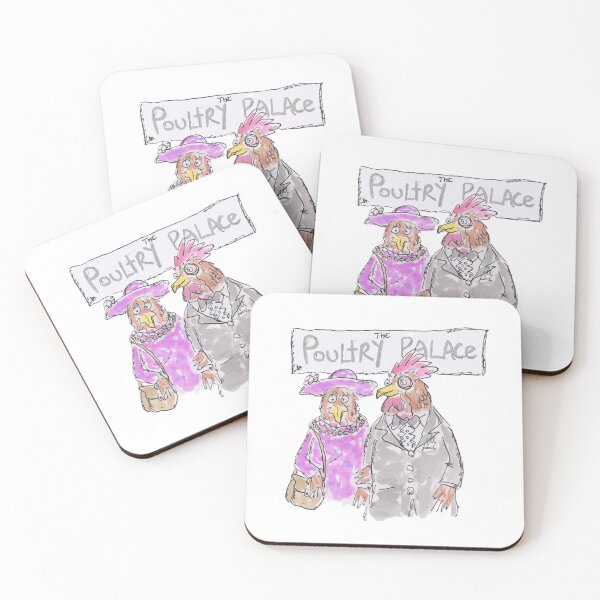 Item preview, Chickens standing outside  night club designed and sold by Inky Fingers Illustrations.