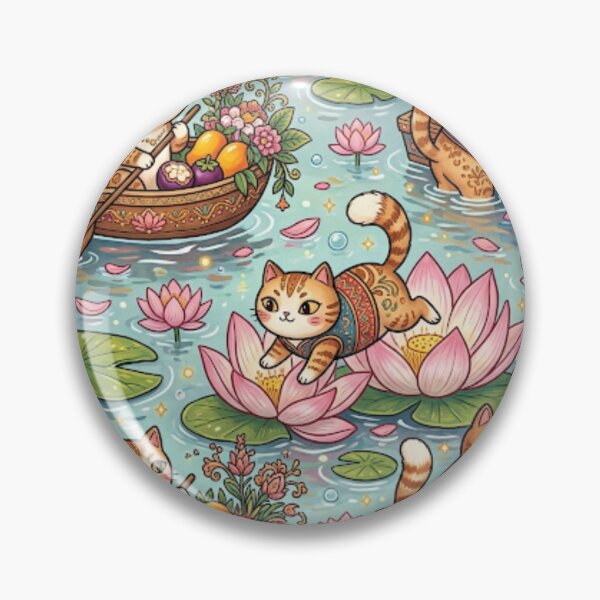 Item preview, Cute Lotus Pond Cats Fantasy Art designed and sold by Iampoji.