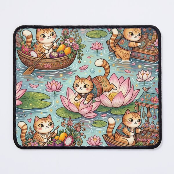 Item preview, Cute Lotus Pond Cats Fantasy Art designed and sold by Iampoji.