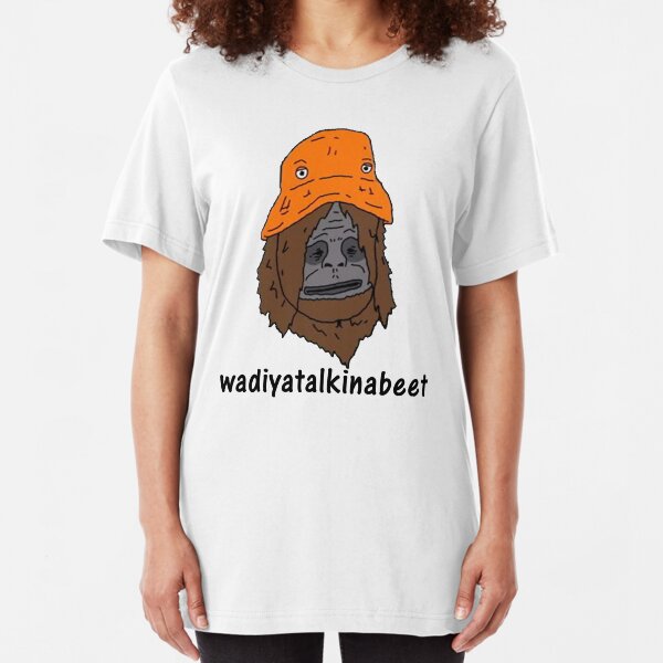 sassy wadiyatalkinabeet orange hat Slim Fit T-Shirt