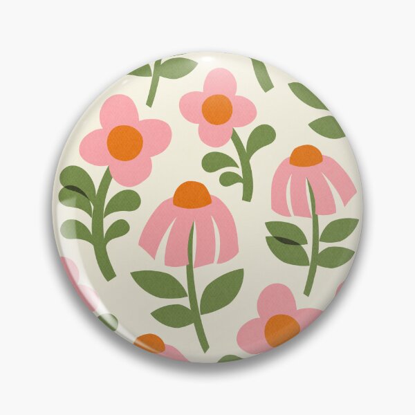 Item preview, Mid Century Mod Flowers in Pink and Green designed and sold by Perrin Le Feuvre.