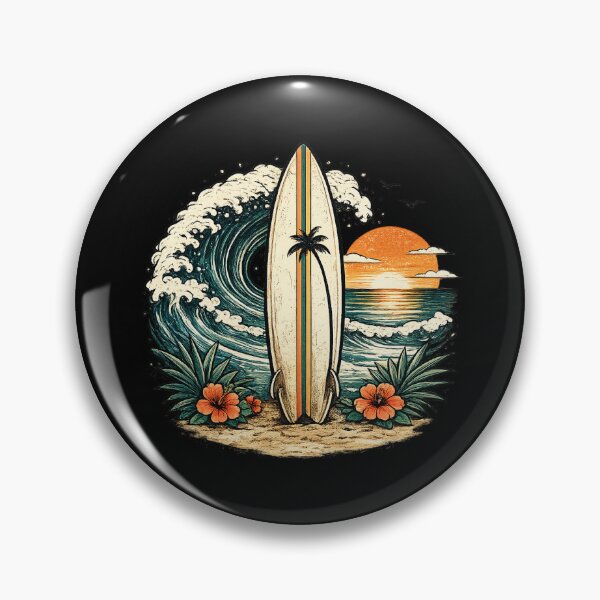Item preview, Vintage Surfboard Tropical Beach Sunset designed and sold by ubeyeart.