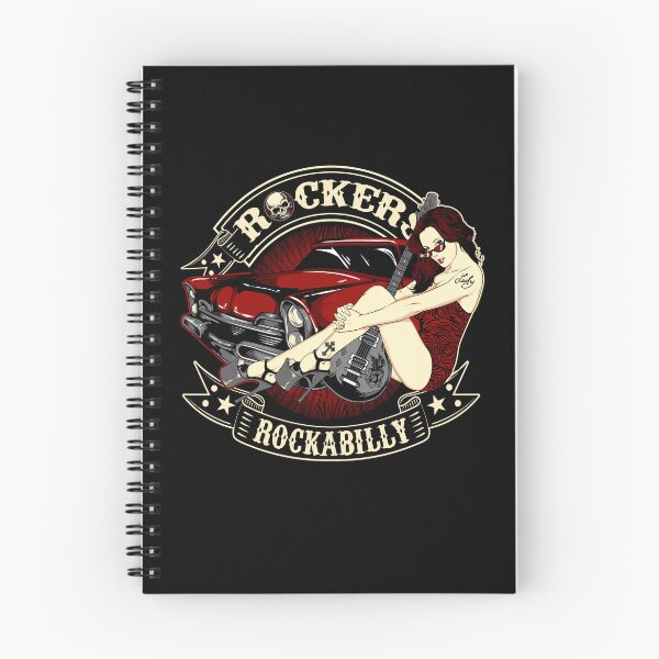 Aperçu de l'œuvre Rockabilly Skull Retro Pin Up Girl Guitare Rock And Roll Vintage Rockers créée et vendue par MemphisCenter.