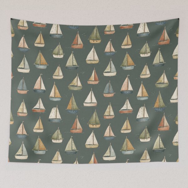 Item preview, Vintage Nautical Sailboat Pattern | Seamless Coastal Sailing Design designed and sold by Bound for Wonder.