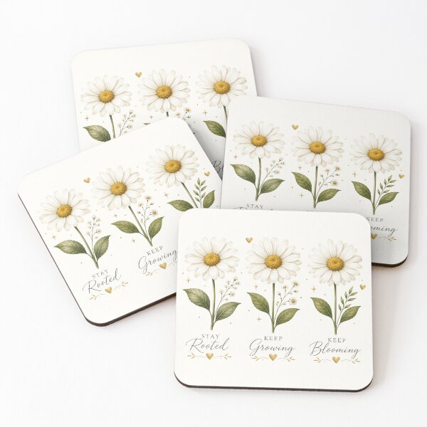 Item preview, Three Daisy Flowers Minimal Floral Illustration designed and sold by astersgraphics.