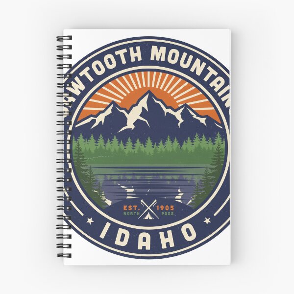 Item preview, Sawtooth Mountains Idaho Vintage Adventure Badge | Alpine Lake Hiking & Camping Design designed and sold by ArcticFoxStudio.