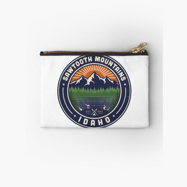 Item preview, Sawtooth Mountains Idaho Vintage Adventure Badge | Alpine Lake Hiking & Camping Design designed and sold by ArcticFoxStudio.
