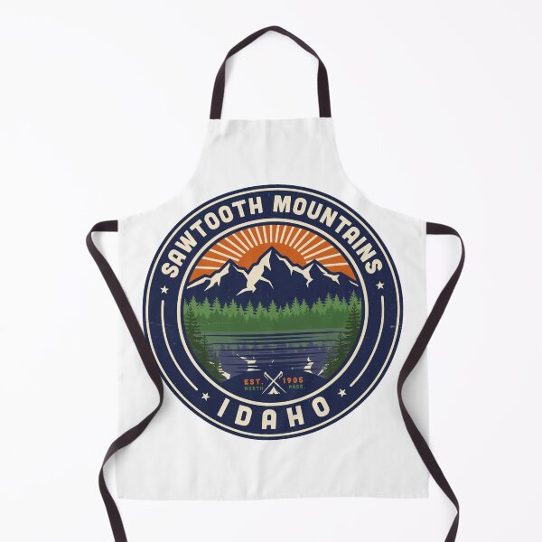 Item preview, Sawtooth Mountains Idaho Vintage Adventure Badge | Alpine Lake Hiking & Camping Design designed and sold by ArcticFoxStudio.