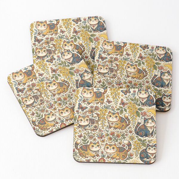 Item preview, Cute Floral Cats Pattern designed and sold by Iampoji.