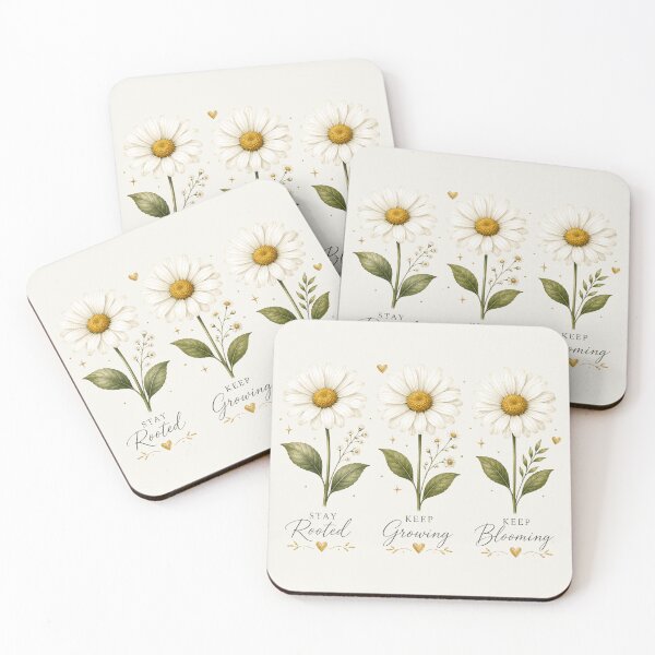 Item preview, Three Daisy Flowers Minimal Floral Illustration designed and sold by astersgraphics.