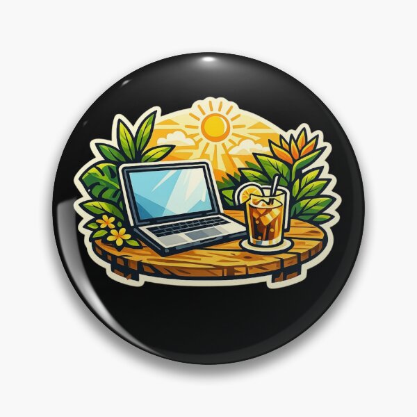 Item preview, Tropical Workday — Summer Laptop & Iced Tea Sticker designed and sold by Timeless Junction.