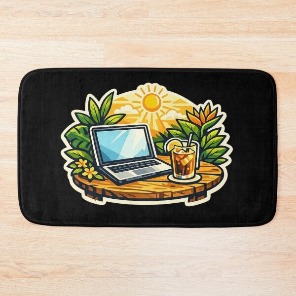 Item preview, Tropical Workday — Summer Laptop & Iced Tea Sticker designed and sold by Timeless Junction.