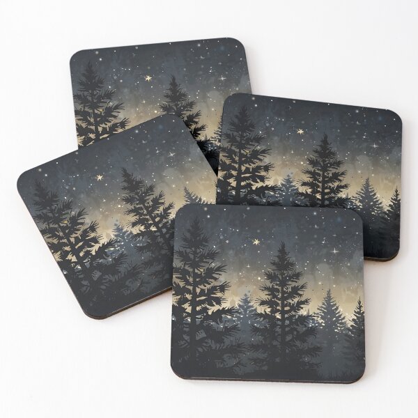 Item preview, Minimalist Pine Tree Stars Silhouette Nature Graphic designed and sold by Glitchart66.