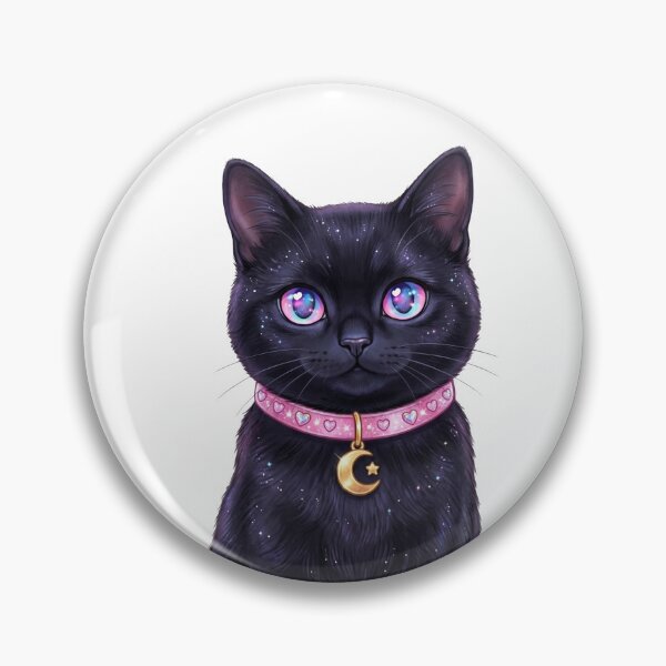 Item preview, Kawaii Black Cat with Cosmic Eyes and Crescent Moon designed and sold by Spiritualwall.