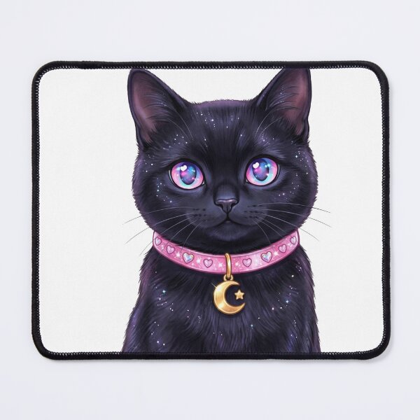 Item preview, Kawaii Black Cat with Cosmic Eyes and Crescent Moon designed and sold by Spiritualwall.