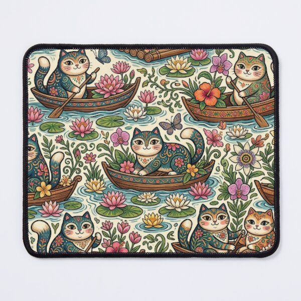 Item preview, Cute Cats in Lotus Boats designed and sold by Iampoji.