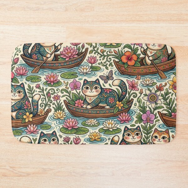 Item preview, Cute Cats in Lotus Boats designed and sold by Iampoji.