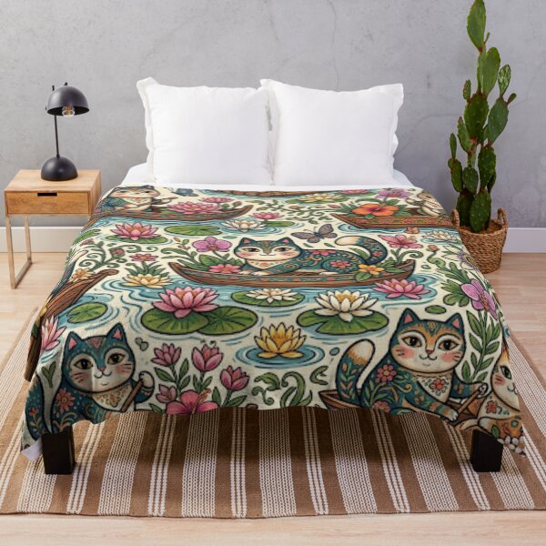 Item preview, Cute Cats in Lotus Boats designed and sold by Iampoji.