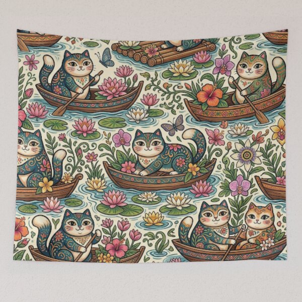 Item preview, Cute Cats in Lotus Boats designed and sold by Iampoji.