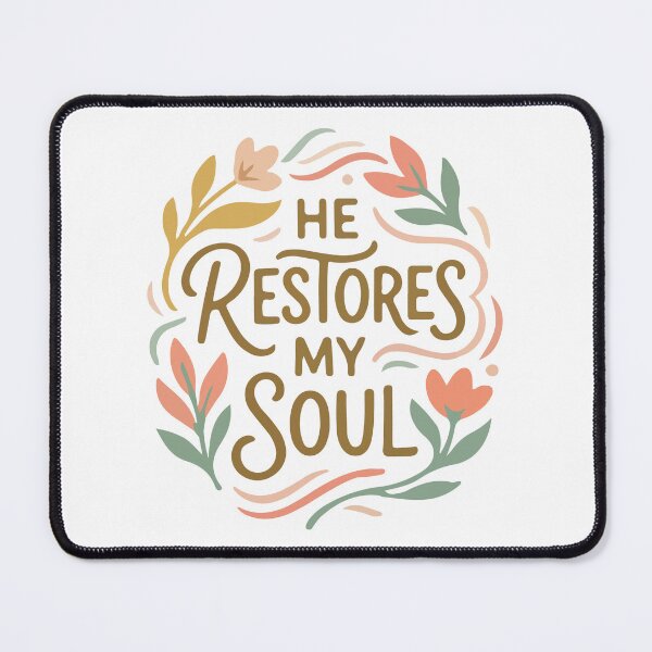 Item preview, He Restores My Soul Christian Bible Verse designed and sold by stylishdzign.