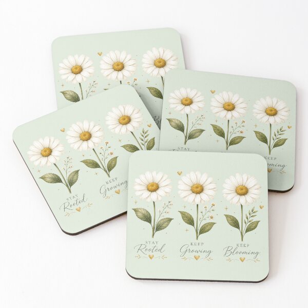 Item preview, Three Daisy Flowers Minimal Floral Illustration designed and sold by astersgraphics.