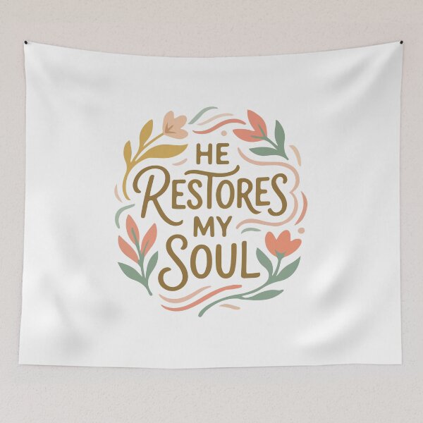 Item preview, He Restores My Soul Christian Bible Verse  designed and sold by stylishdzign.